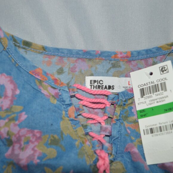 Girls floral shirt sz large NWT Epic Threads cut out shoulders - Picture 2 of 4